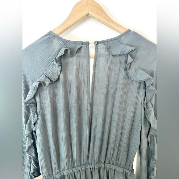 Princess Polly Dark Green Long Sleeve Ruffle Romper Size Small - Picture 9 of 12